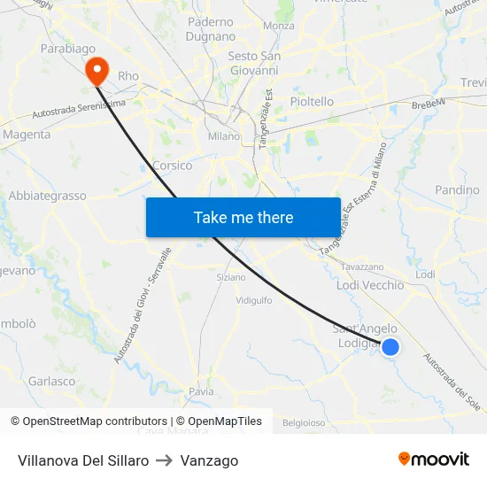 Villanova Del Sillaro to Vanzago map