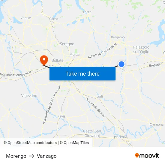 Morengo to Vanzago map