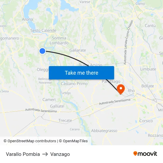 Varallo Pombia to Vanzago map