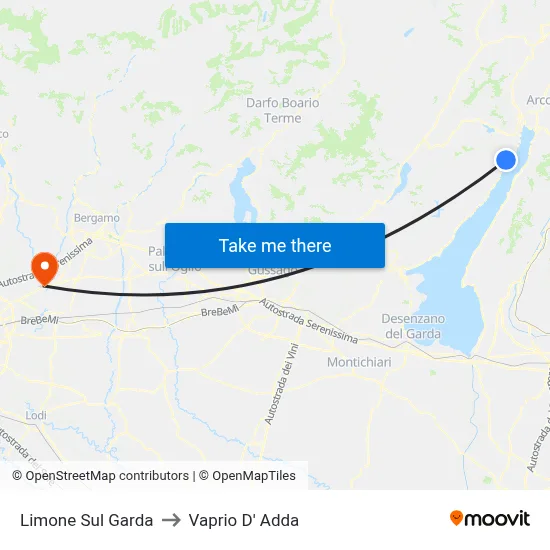 Limone Sul Garda to Vaprio D' Adda map