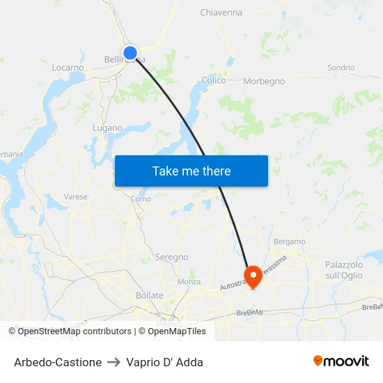 Arbedo-Castione to Vaprio D' Adda map