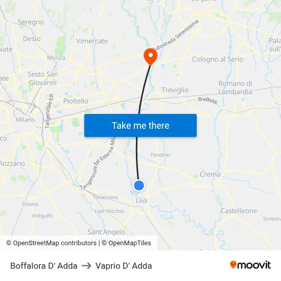 Boffalora D'Adda to Vaprio d'Adda map