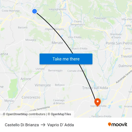 Castello Di Brianza to Vaprio D' Adda map
