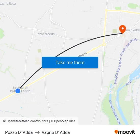 Pozzo D' Adda to Vaprio D' Adda map
