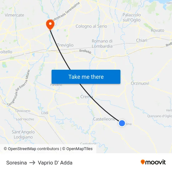 Soresina to Vaprio d'Adda map