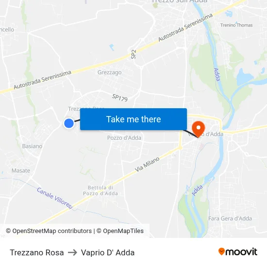 Trezzano Rosa to Vaprio D' Adda map