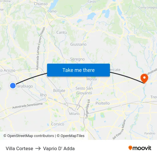 Villa Cortese to Vaprio D' Adda map