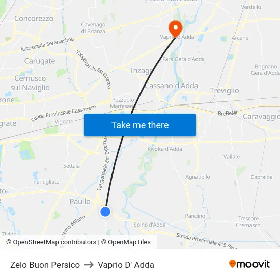 Zelo Buon Persico to Vaprio D' Adda map