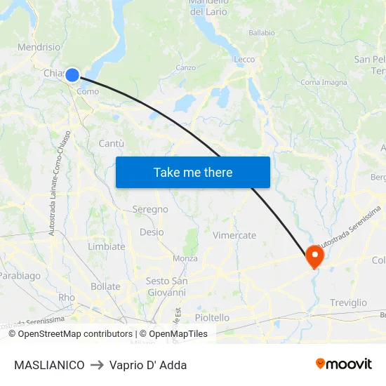 MASLIANICO to Vaprio D' Adda map