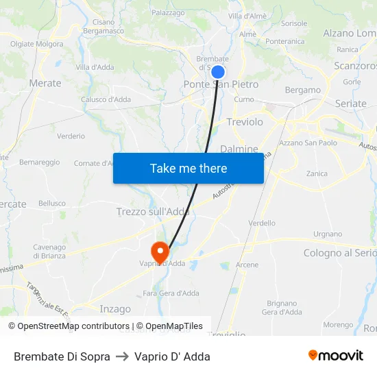 Brembate Di Sopra to Vaprio d'Adda map