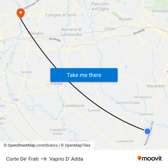 Corte de' Frati to Vaprio d'Adda map