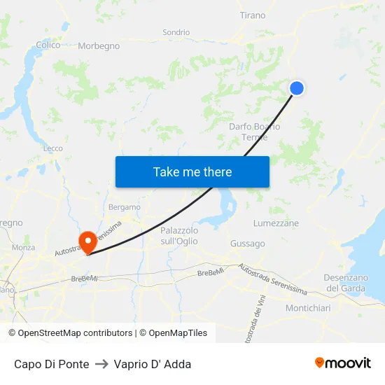 Capo Di Ponte to Vaprio D' Adda map