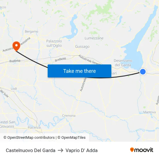 Castelnuovo Del Garda to Vaprio d'Adda map