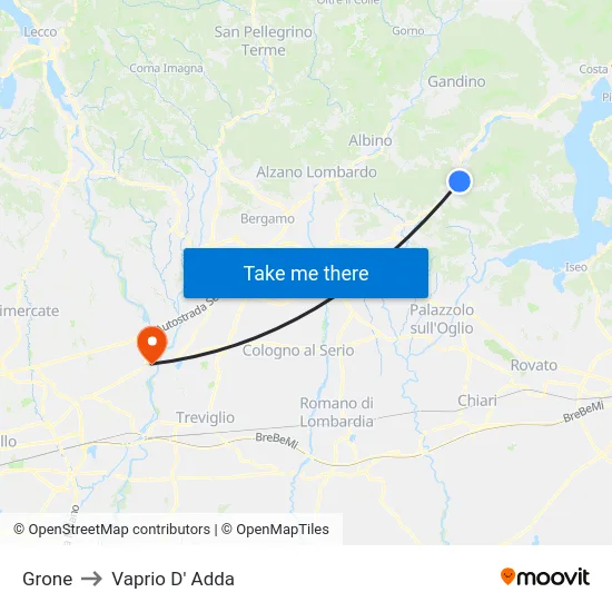 Grone to Vaprio d'Adda map