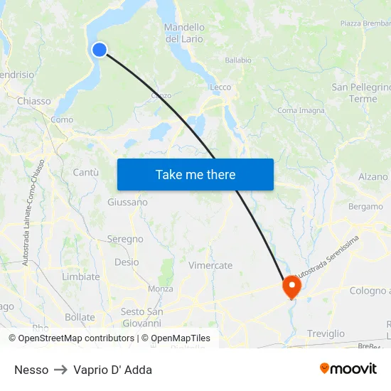 Nesso to Vaprio D' Adda map
