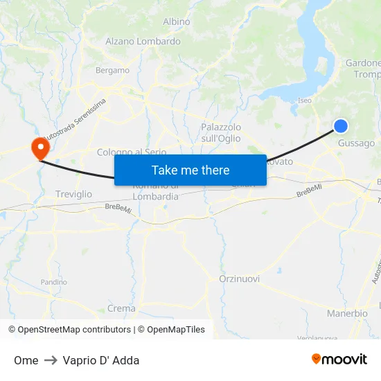 Ome to Vaprio D' Adda map