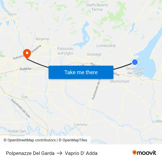 Polpenazze Del Garda to Vaprio D' Adda map