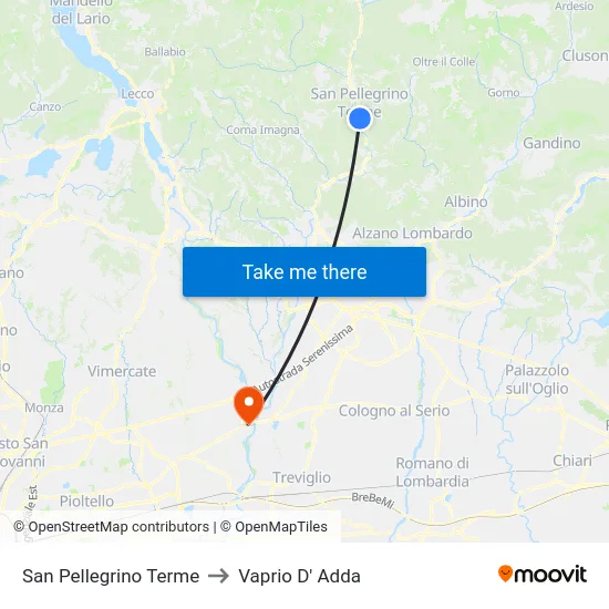 San Pellegrino Terme to Vaprio D' Adda map