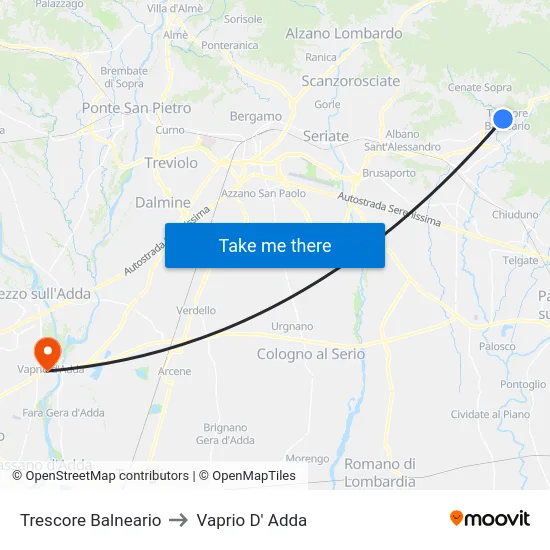Trescore Balneario to Vaprio d'Adda map