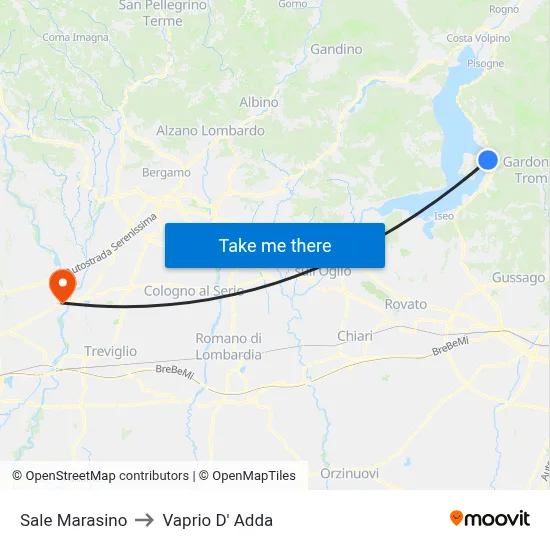 Sale Marasino to Vaprio D' Adda map