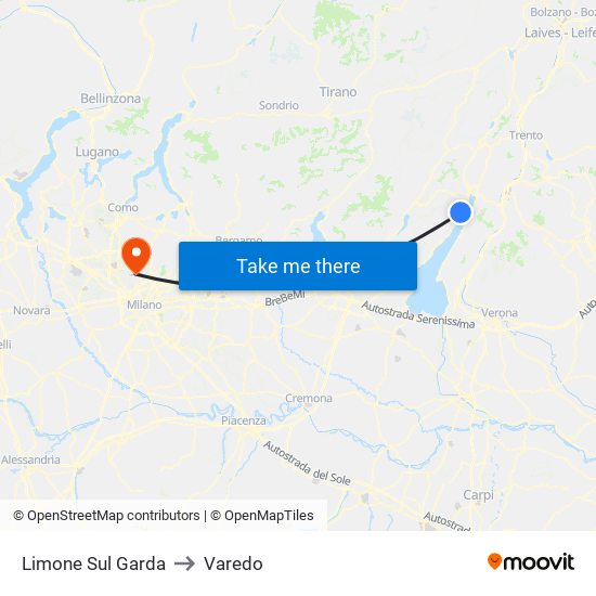 Limone Sul Garda to Varedo map