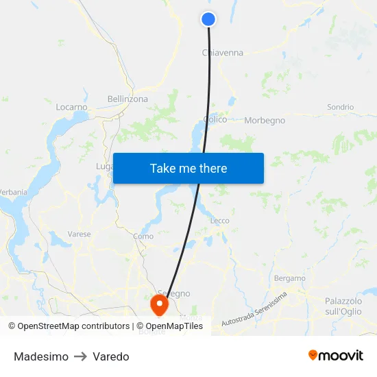 Madesimo to Varedo map
