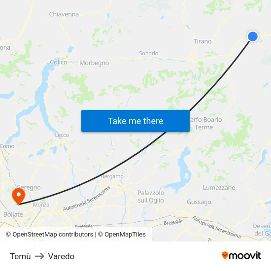 Temù to Varedo map