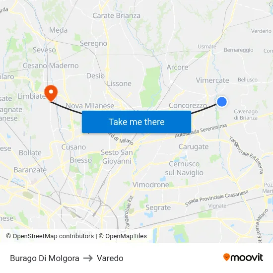 Burago Di Molgora to Varedo map