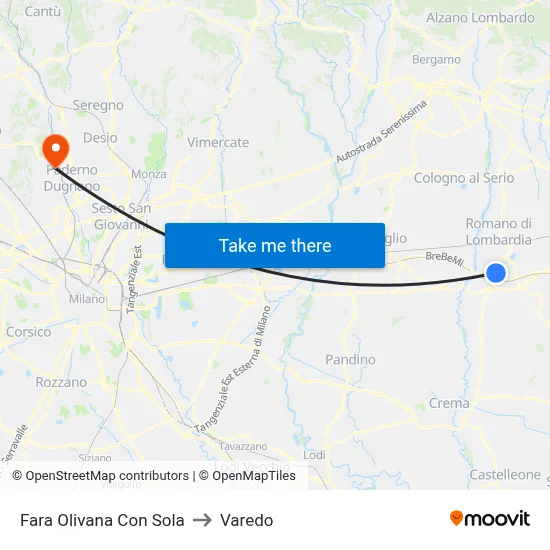 Fara Olivana Con Sola to Varedo map