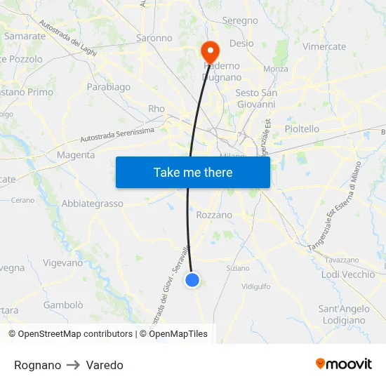 Rognano to Varedo map