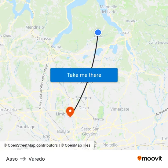 Asso to Varedo map