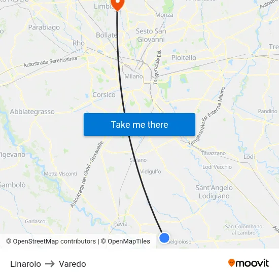 Linarolo to Varedo map