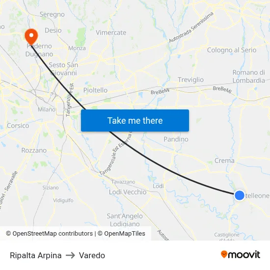 Ripalta Arpina to Varedo map