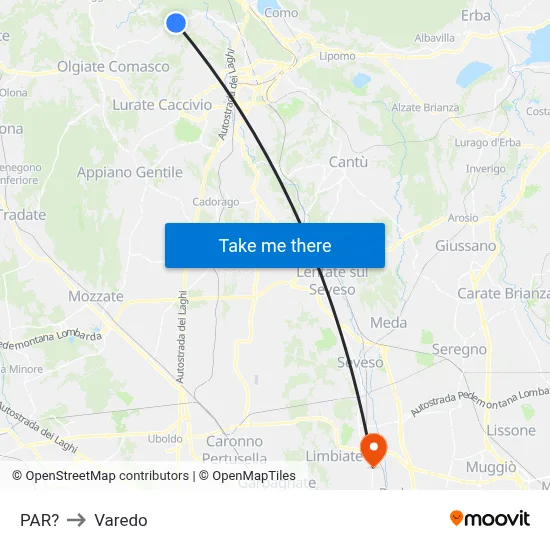 Parre to Varedo map