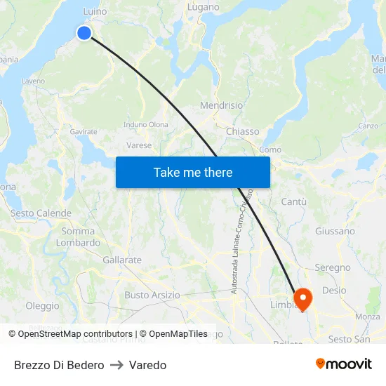 Brezzo Di Bedero to Varedo map