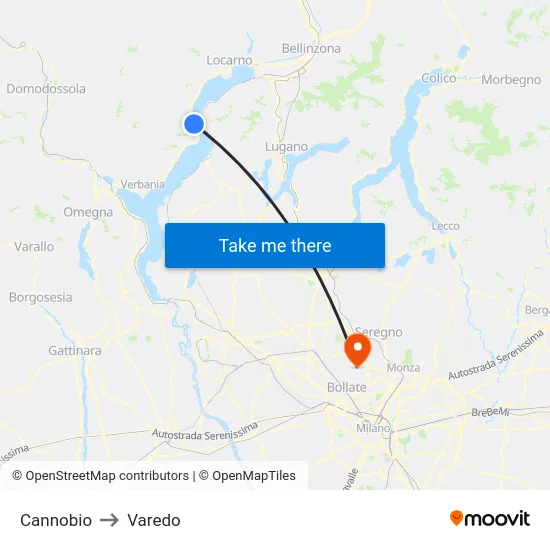 Cannobio to Varedo map