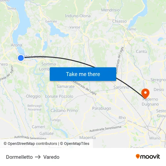 Dormelletto to Varedo map