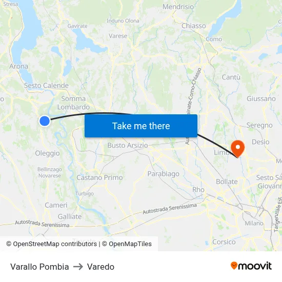 Varallo Pombia to Varedo map