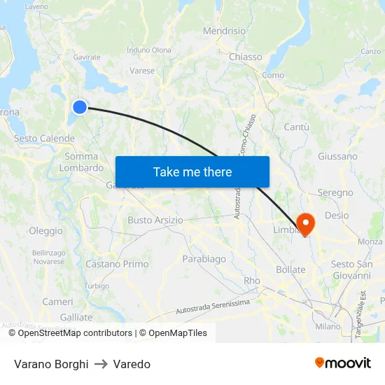 Varano Borghi to Varedo map