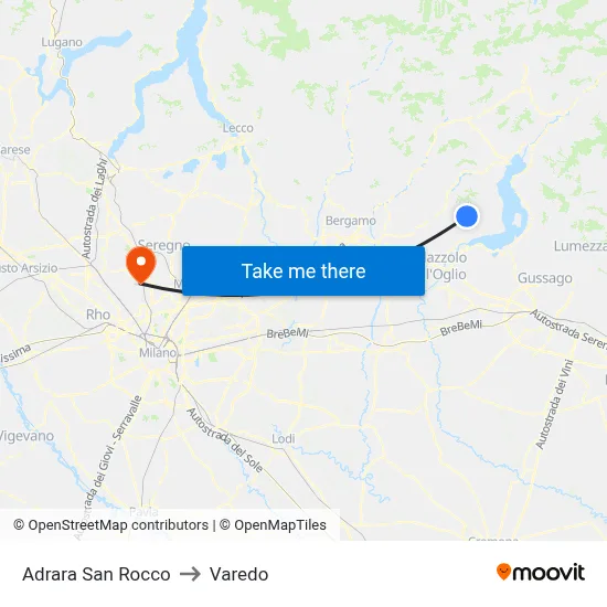Adrara San Rocco to Varedo map