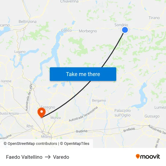 Faedo Valtellino to Varedo map