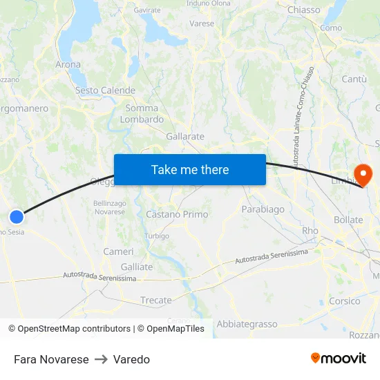Fara Novarese to Varedo map