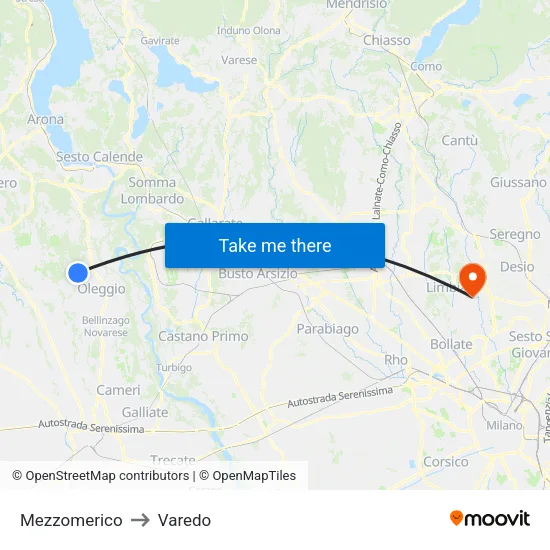 Mezzomerico to Varedo map
