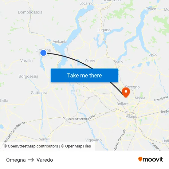 Omegna to Varedo map