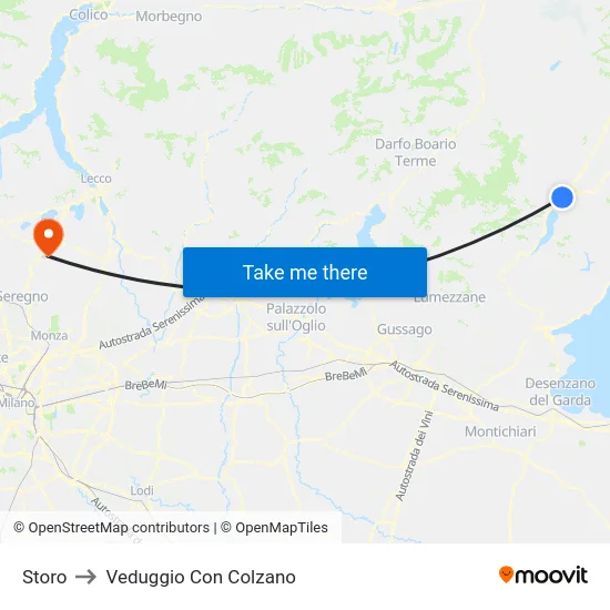 Storo to Veduggio Con Colzano map