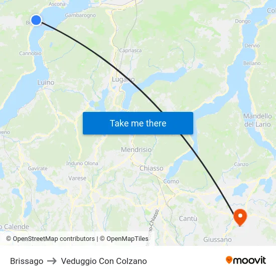 Brissago to Veduggio Con Colzano map