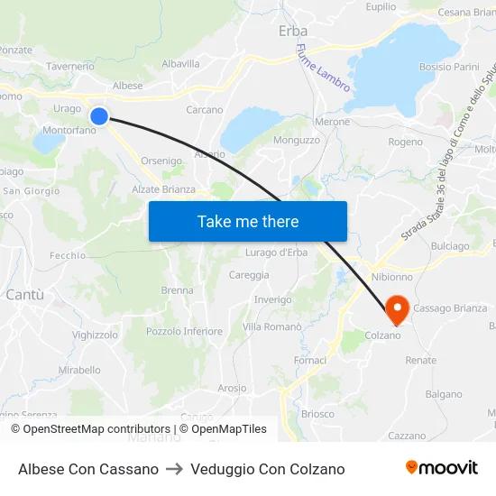 Albese Con Cassano to Veduggio Con Colzano map