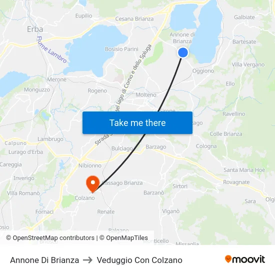 Annone Di Brianza to Veduggio Con Colzano map
