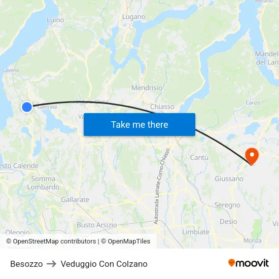 Besozzo to Veduggio Con Colzano map
