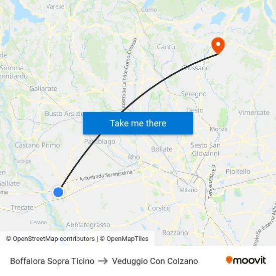 Boffalora Sopra Ticino to Veduggio Con Colzano map
